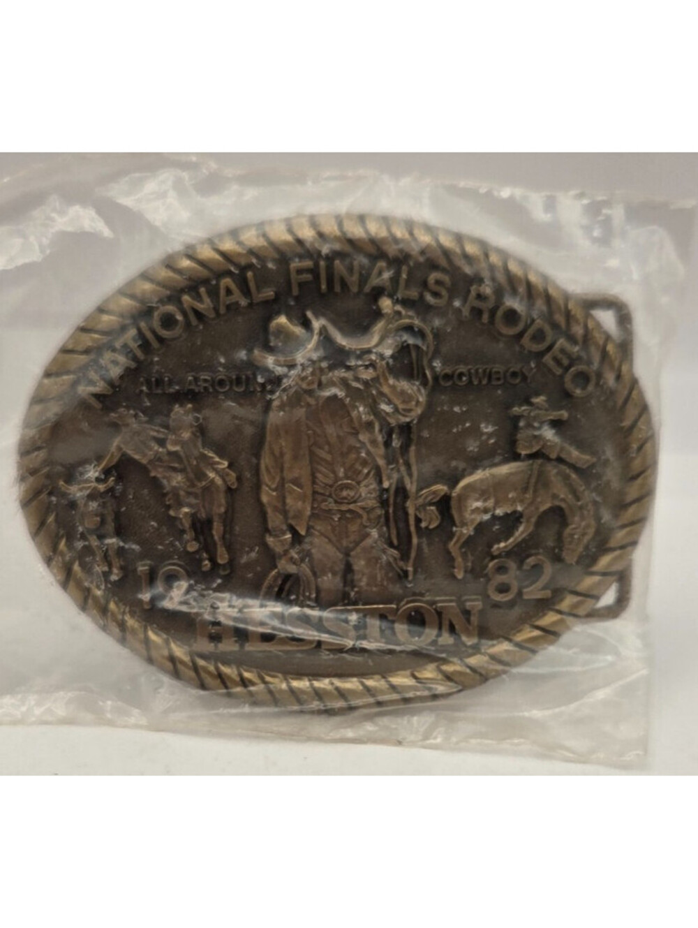 1982 Hesston National Finals Rodeo Belt Buckle All Around Cowboy 8th Ed NOS
